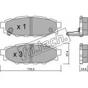 Тормозные колодки, дисковые, комплект FRI.TECH. Subaru Legacy (BP) 4 Универсал 2.0 AWD 179 л.с. 2005 – 2009 24272 242 71 780.0