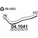 Выхлопная труба глушителя ASSO M P3S9 Audi A4 (B5) 1 Универсал 1.9 Tdi 75 л.с. 1996 – 2001 04.1041