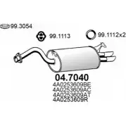 Глушитель ASSO Audi 100 (C4) 4 Универсал 2.6 139 л.с. 1993 – 1994 04.7040 S933 LC5
