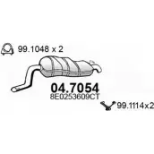 Глушитель ASSO 04.7054 Audi A4 (B6) 2 Универсал 1.9 Tdi Quattro 130 л.с. 2001 – 2004 GEDS KY