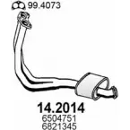 Предглушитель ASSO 14.2014 EIHD TJQ Ford Orion 3 (EA, GAL) Седан 1.4 73 л.с. 1990 – 1993