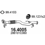Выхлопная труба глушителя ASSO 16.4005 VW4W B Hyundai Getz (TB) 1 2002 – 2011