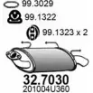 Глушитель ASSO Nissan Almera Tino (V10) 1 1998 – 2006 PIOOL 8 32.7030