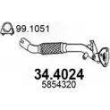 Выхлопная труба глушителя ASSO SCIZ D 34.4024 Opel Astra (H) 3 Хэтчбек 1.3 CDTI (L48) 90 л.с. 2005 – 2010