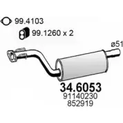 Резонатор ASSO Opel Frontera (A) 1 Кроссовер 2.0 i 115 л.с. 1993 – 1998 34.6053 IGDK 3L