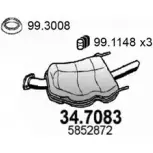 Глушитель ASSO B 66VM 34.7083 Opel Vectra (B) 2 Хэтчбек 2.2 i 16V (F68) 147 л.с. 2000 – 2003