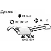 Глушитель ASSO Seat Toledo (1L) 1 Хэтчбек 1.8 16V 133 л.с. 1991 – 1999 46.7020 L W4G11