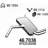 Глушитель ASSO Seat Toledo (5P2) 3 Минивэн 1.9 TDI 105 л.с. 2004 – 2009 X6 9RD7 46.7038