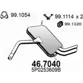 Глушитель ASSO 46.7040 Seat Toledo (5P2) 3 Минивэн 1.9 TDI 105 л.с. 2004 – 2009 R22S MS