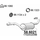 Резонатор ASSO Volkswagen Touran (1T1, 1T2) 1 Минивэн 2.0 FSI 150 л.с. 2003 – 2007 F 4ZFW 58.6021