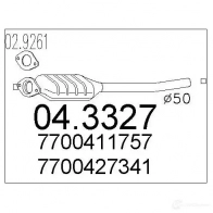 Катализатор MTS O EE4XSG Renault Laguna (B56) 1 Хэтчбек 1.8 95 л.с. 1995 – 1998 8033464061722 043327