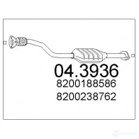 Катализатор MTS 043936 J F3VCST 8033464229986 Renault Scenic (JA, FA) 1 Минивэн 1.9 dCi Rx4 102 л.с. 2000 – 2003