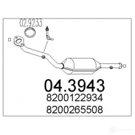 Катализатор MTS 8033464230203 043943 Renault Clio (BB, CB) 2 Хэтчбек 1.2 16V (BB05. BB0W. BB11) 75 л.с. 2001 – 2025 N6TA O