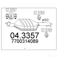 Катализатор MTS 043357 8033464062019 NGOOUQ U Renault Kangoo (KC) 1 Минивэн 1.9 dTi (KC0U) 80 л.с. 2000 – 2025