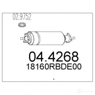 Катализатор MTS 044268 8033464155414 Honda Accord 7 (CL, CN) Седан 2.2 i CTDi (CN1) 140 л.с. 2004 – 2008 U UL9G5W