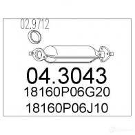 Катализатор MTS 3 2IUB 043043 8033464059774 Honda Civic 6 (EJ, EK) Хэтчбек 1.5 90 л.с. 1995 – 1996