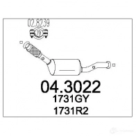 Катализатор MTS 8033464434885 043022 CQ BQ2EU Citroen C4 1 (LA, PF2) Купе 2.0 16V 136 л.с. 2004 – 2007