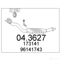 Катализатор MTS 043627 Citroen Xantia 1 (X1, X2) Универсал 2.0 i 16V 132 л.с. 1995 – 2003 C ODIBZ 8033464063634