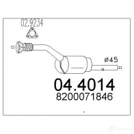 Катализатор MTS Renault Laguna (KG) 2 Универсал 1.8 16V 121 л.с. 2001 – 2005 DUM1FQ 9 8033464453213 044014