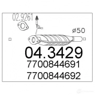 Катализатор MTS Renault Megane (BA) 1 Хэтчбек 2.0 i (BA0G) 114 л.с. 1996 – 2003 8033464062675 043429 9G93X T