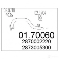 Выхлопная труба глушителя MTS Hyundai Atos (MX, FF) 1 Хэтчбек 1.1 58 л.с. 2003 – 2008 RVEJN KS 8033464038977 0170060