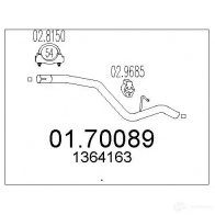 Выхлопная труба глушителя MTS Ford Focus 2 Универсал 1.6 100 л.с. 2004 – 2011 WGW1UE 7 0170089 8033464897789