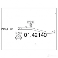 Выхлопная труба глушителя MTS ZINUF S 8033464014728 Peugeot 206 1 (2AC) Хэтчбек 1.1 54 л.с. 1998 – 2000 0142140