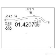 Выхлопная труба глушителя MTS NG 33Z 0142070 8033464014667 Peugeot 406 1 (8E, 8F) Универсал 2.0 HDI 90 90 л.с. 1999 – 2004