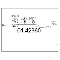 Выхлопная труба глушителя MTS Opel Corsa (C) 3 Хэтчбек 1.7 DTI (F08. F68) 75 л.с. 2000 – 2009 0142360 1QX K1H1 8033464014940