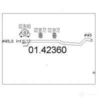 Выхлопная труба глушителя MTS 1695784 0142360 1QX K1H1 8033464014940