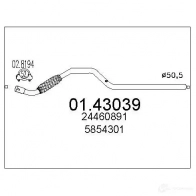 Выхлопная труба глушителя MTS Opel Astra (H) 3 Хэтчбек 1.3 CDTI (L48) 90 л.с. 2005 – 2010 47 OI9D 0143039 8033464456801