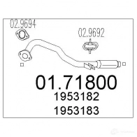 Выхлопная труба глушителя MTS 0171800 8033464040161 ZABPXV Q Nissan Terrano (R20) 2 Кроссовер 2.7 TD 4WD 101 л.с. 1993 – 2002