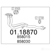 Выхлопная труба глушителя MTS Opel Astra (F) 1 Хэтчбек 1.8 i 16V (F08) 125 л.с. 1993 – 1994 8033464008857 0118870 GS 7PBU2