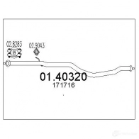 Выхлопная труба глушителя MTS 0140320 Peugeot 405 2 (4E, 4B) 1992 – 1999 8033464013240 8Y DYBT