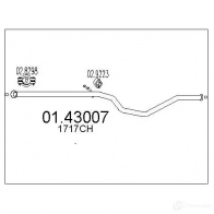 Выхлопная труба глушителя MTS Peugeot 307 1 (3A, H, E, PF2) 2000 – 2011 8033464309367 1O5 BC 0143007