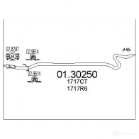 Выхлопная труба глушителя MTS 0130250 8033464012229 D HN05 Citroen C3 1 (FC, PF1) Хэтчбек 1.4 HDi 68 л.с. 2002 – 2025