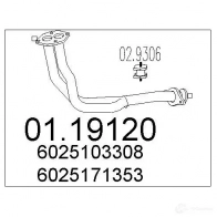 Выхлопная труба глушителя MTS Renault Espace 2 (JS63) 1991 – 1996 0119120 8033464008994 NRBO Q3