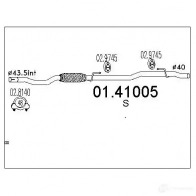 Выхлопная труба глушителя MTS 8033464406080 Fiat Panda (169) 2 2003 – 2012 0141005 NXH EJ