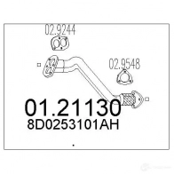 Выхлопная труба глушителя MTS Volkswagen Passat 8033464010812 CE6V E4 0121130