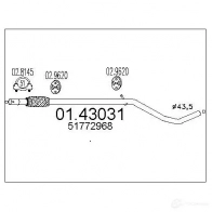 Выхлопная труба глушителя MTS Fiat Panda (169) 2 2003 – 2012 0143031 4S 8SP 8033464446758