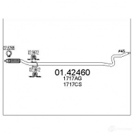 Выхлопная труба глушителя MTS 8033464015046 Citroen C2 1 (JM, PF1) 2003 – 2009 KD2Z YT 0142460