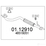 Выхлопная труба глушителя MTS 8033464003531 0112910 Fiat Multipla (186) 1 Минивэн 1.9 JTD 105 (186AxB1A) 105 л.с. 1999 – 2010 7Q2BB KJ