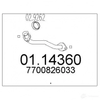 Выхлопная труба глушителя MTS 8033464004910 0114360 Renault Laguna (K56) 1 Универсал 2.2 dT (K569) 113 л.с. 1996 – 2001 DSM W20E