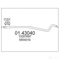 Выхлопная труба глушителя MTS 8033464456818 0143040 87GJ 1A Opel Astra (H) 3 Хэтчбек 1.3 CDTI (L48) 90 л.с. 2005 – 2010