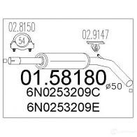 Резонатор MTS 2I1 HQVL 8033464024604 Volkswagen Polo (6N2) 3 Хэтчбек 1.7 SDI 60 л.с. 1999 – 2001 0158180