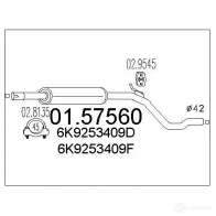 Резонатор MTS TTU SL 8033464023997 Volkswagen Caddy (9K9B) 2 Минивен 1.6 2 75 л.с. 1997 – 2000 0157560