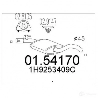 Резонатор MTS K7SH CUU 0154170 Volkswagen Golf 3 (1H5) Универсал 1.9 D 64 л.с. 1993 – 1999 8033464020637