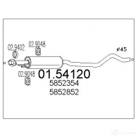 Резонатор MTS 0154120 4T NULW Opel Astra (F) 1 Универсал 2.0 i (F08. C05) 115 л.с. 1991 – 1994 8033464020583