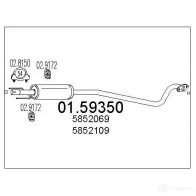 Резонатор MTS 0159350 8033464025762 Opel Astra (G) 2 Универсал 1.7 DTI 16V (F35) 75 л.с. 2000 – 2004 P2HL PL