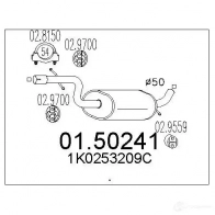 Резонатор MTS Audi A3 (8P1) 2 Хэтчбек 1.6 Fsi 115 л.с. 2003 – 2007 0150241 8033464310622 RL RSH